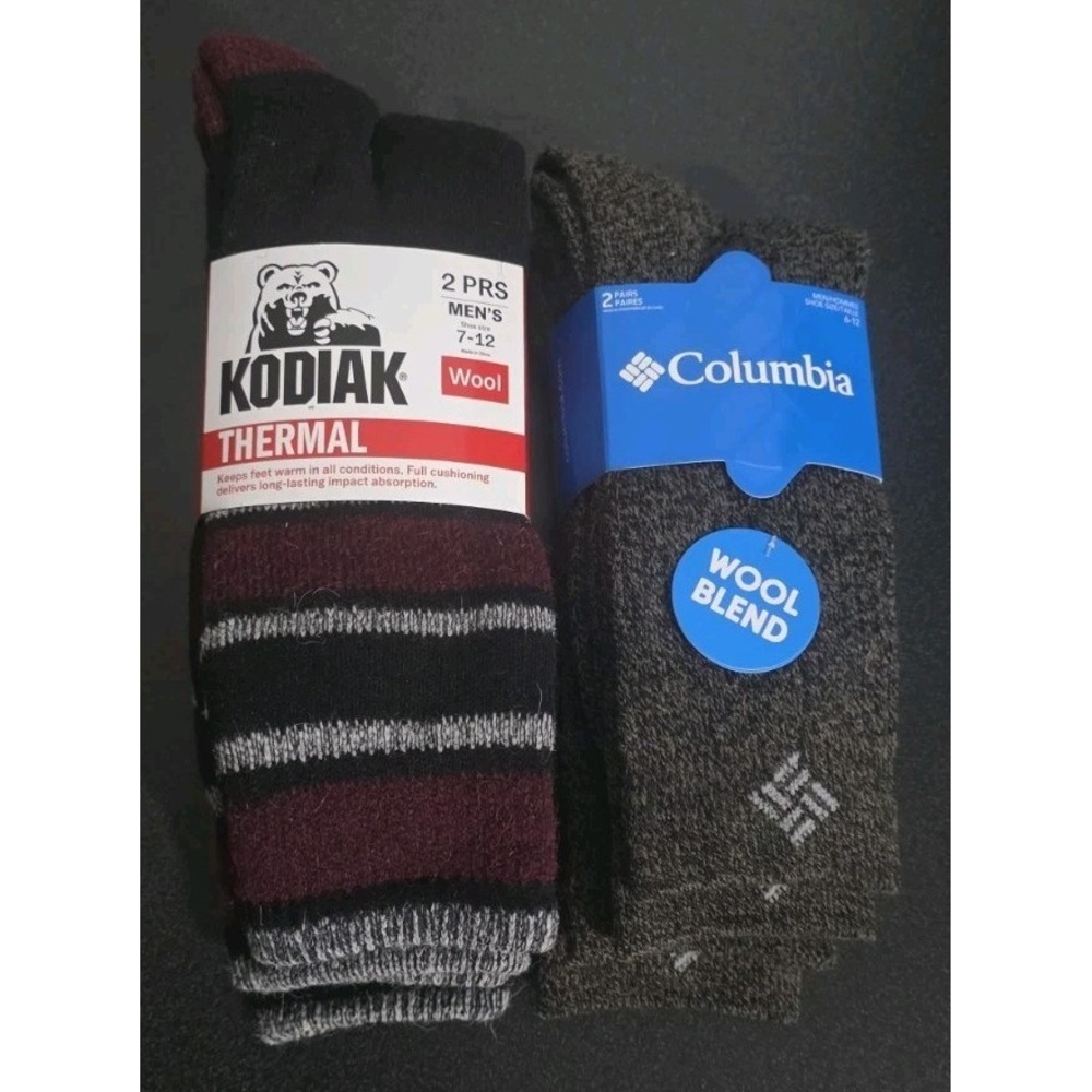 NEW KODIAK COLUMBIA Heavy-Weight Wool Blend Thermal Crew‎ Socks Fits Sz 7-12